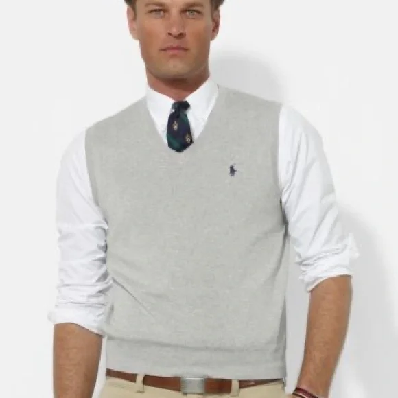 Ralph Lauren Light Gray V-Neck Sweater - Picture 2 of 11